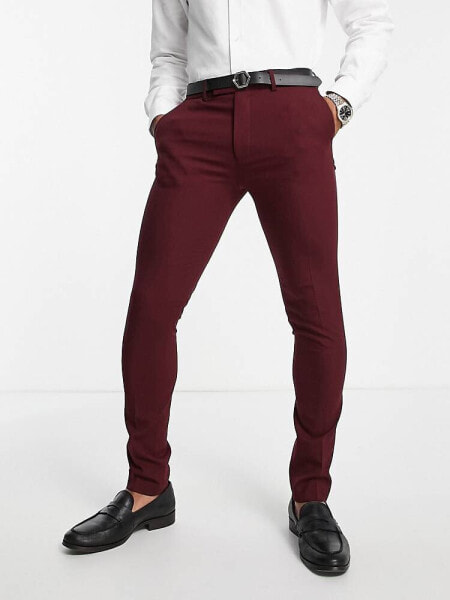 ASOS DESIGN skinny suit trousers in burgundy