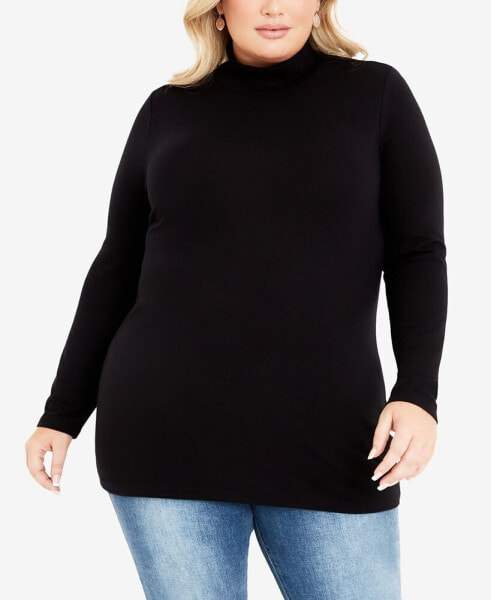 Plus Size Everly High Rolled Neck Tunic Top