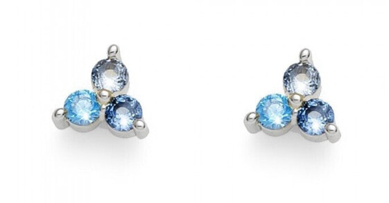 Shiny stud earrings with zircons 22988 BLU