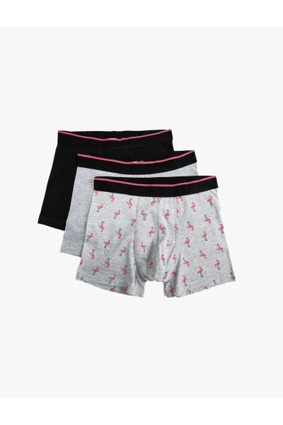 3'lü Boxer Seti Flamingo Baskılı