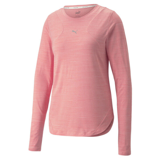 Puma Cloudspun Crew Neck Long Sleeve Athletic T-Shirt Womens Pink Casual Tops 52