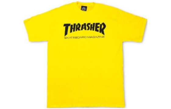 Thrasher 火焰圆领合身直筒短袖T恤 美版 男女同款 黄色 / Футболка Thrasher T Featured Tops -