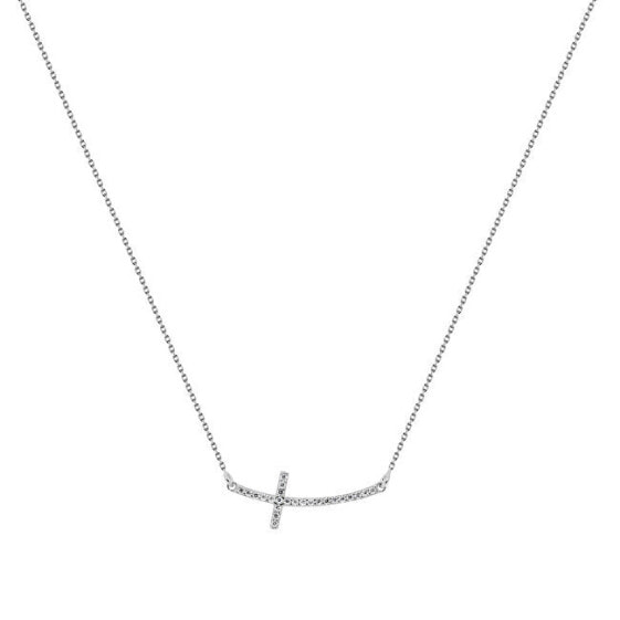 Fine silver cross necklace with zircons NCL22W