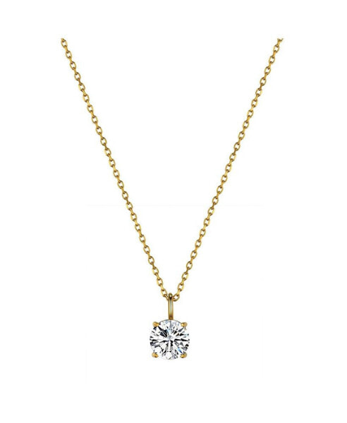Clear Cubic Zirconia Round Pendant Necklace