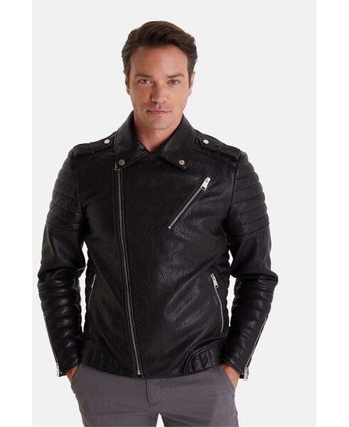 Men's Fashion Leather Jacket, Black