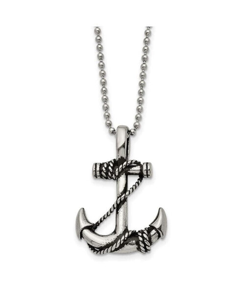 Chisel antiqued Anchorite Rope Pendant Ball Chain Necklace