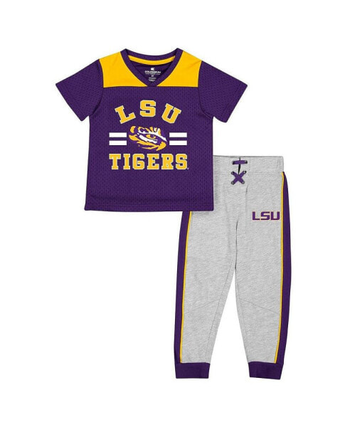 Toddler Boys Purple, Heather Gray LSU Tigers Ka-Boot-It Jersey and Pants Set