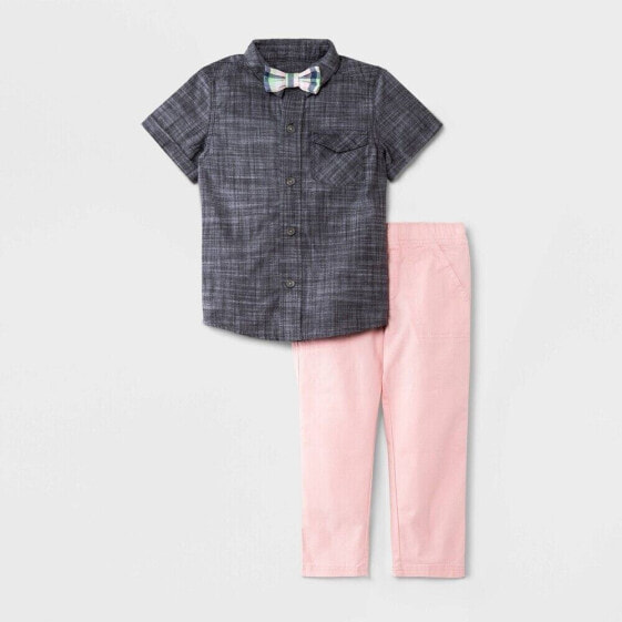 Cat & Jack Toddler Boys' 2Pc Chambray Woven Button-Down Shirt & Chino Pants 3T