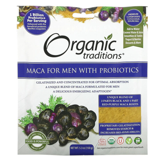 Органик Традиншс, Мака для мужчин с пробиотиками, 150 г (5,3 унции)