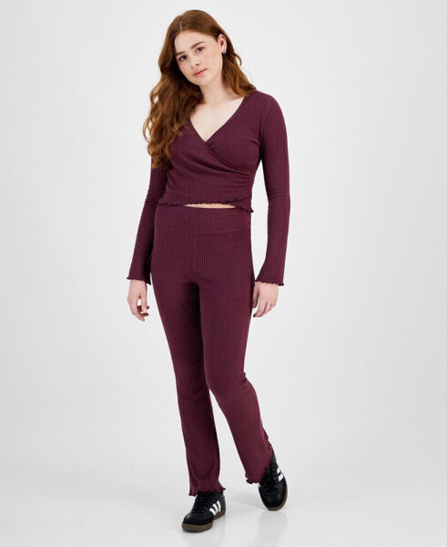 Juniors' Rib-Knit Flare Leggings