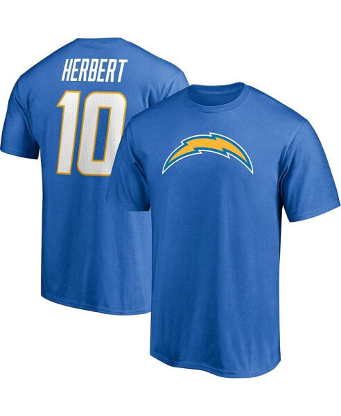 Men's Justin Herbert Powder Blue Los Angeles Chargers Player Icon Name Number T-shirt