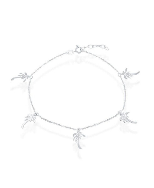 Sterling Silver Dangling Palm Trees Anklet