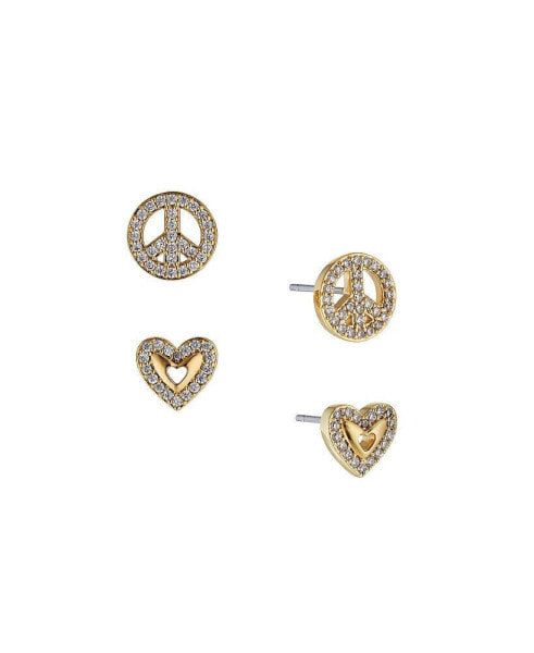 Women's Peace Heart Earring Set, 2 Piece