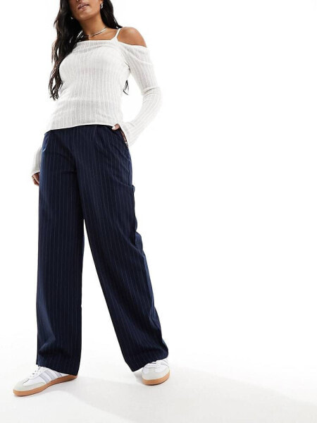 Cotton On relaxed suit trousers in navy pinstripe