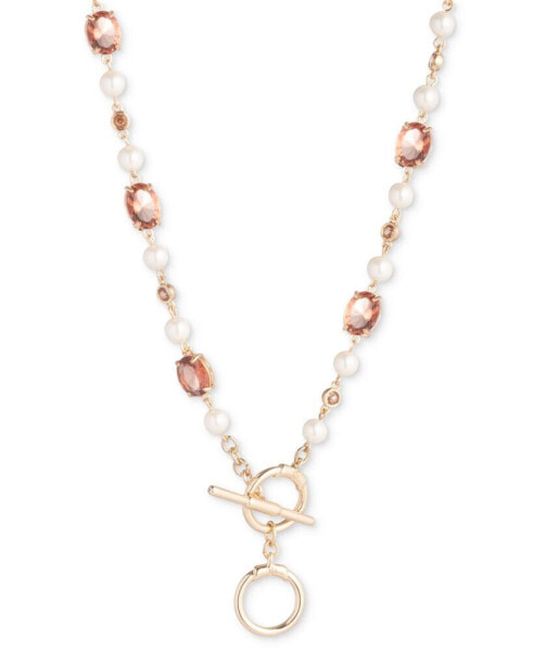 Lauren Ralph Lauren gold-Tone Crystal & Imitation Pearl Collar Necklace, 16" + 1" extender