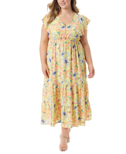 Trendy Plus Size Kariana Flutter-Sleeve Dress