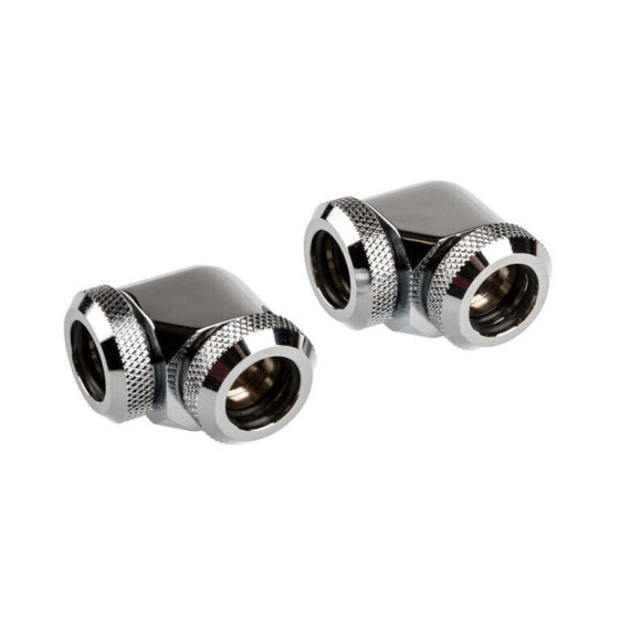 Corsair Hydro X Series XF Hardline Adapter 90 Grad 12mm AD auf 12mm AD Hardtube - 2er Pack, chrome s