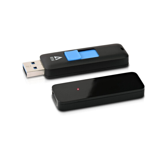 V7 VF38GAR-3E - 8 GB - USB Type-A - 3.2 Gen 1 (3.1 Gen 1) - 45 MB/s - Slide - Black - Blue