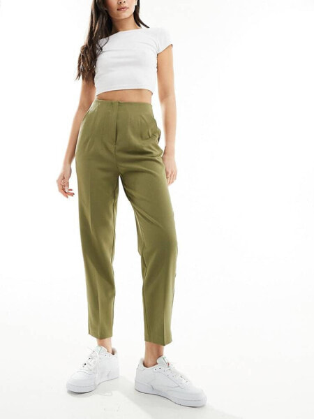 Miss Selfridge high waist cigarette trouser in khaki