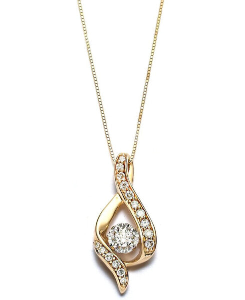 Macy's diamond Ribbon Pendant Necklace in 14k Gold, Rose Gold or White Gold (3/8 ct. t.w.)