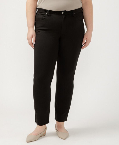 Plus Size Cassie Mid Rise Slim Straight Leg Ponte Pants