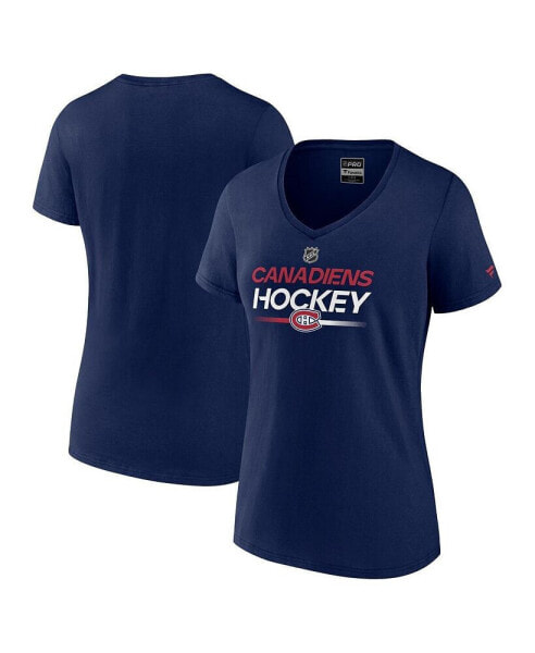 Women's Navy Montreal Canadiens Authentic Pro V-Neck T-shirt