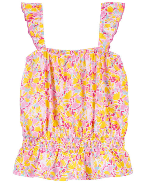 Kid Floral Print Ruffle Tank 7