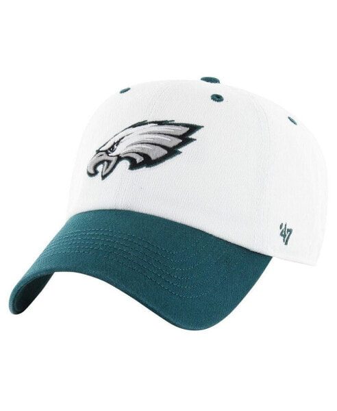 47 Brand Men's White/Midnight Green Philadelphia Eagles Double Header Diamond Clean Up Adjustable Hat