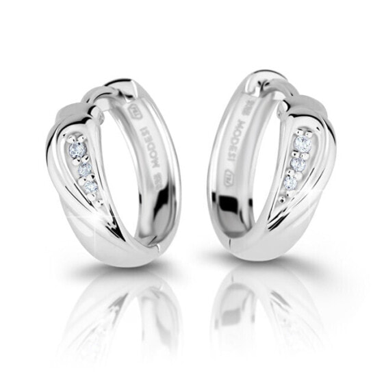 Fashionable silver earrings with zircons M26027