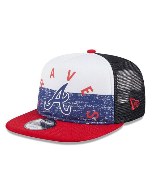 Men's White/Red Atlanta Braves Team Foam Front A-Frame Trucker 9Fifty Snapback Hat