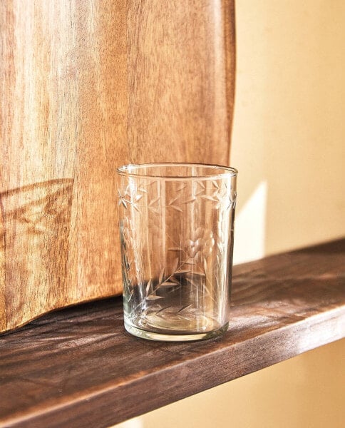 Engraved floral glass tumbler