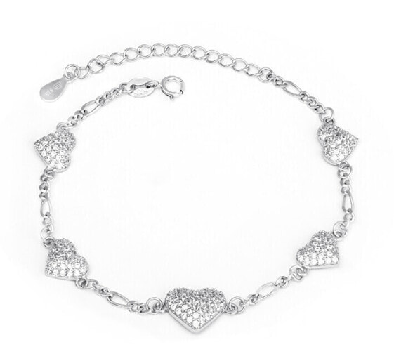 Silver bracelet with sparkling hearts AGB783/21