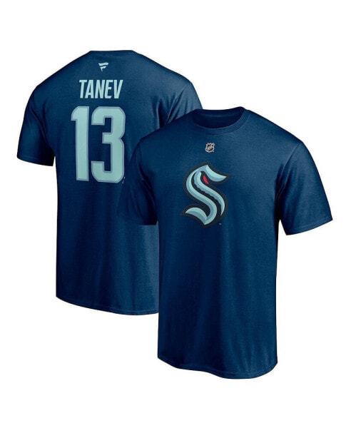 Men's Brandon Tanev Deep Sea Blue Seattle Kraken Authentic Stack Name and Number T-shirt