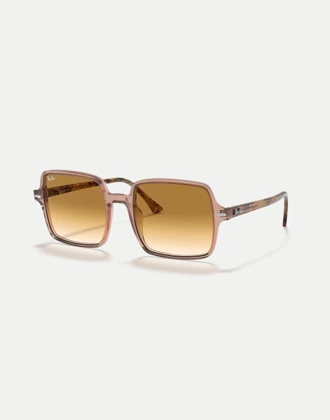 Ray-Ban square ii square sunglasses in brown with brown lens in transparent brown