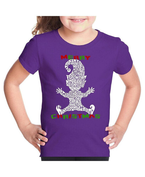 Child Christmas Elf - Girl's Word Art T-Shirt