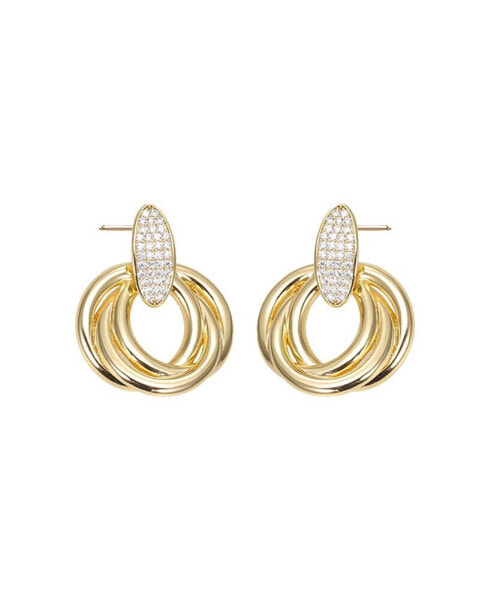 Pave Dangling Twisted Knot Stud Earring