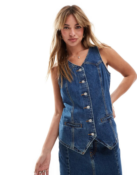 Levi's longline denim vest co-ord in enchantment blue