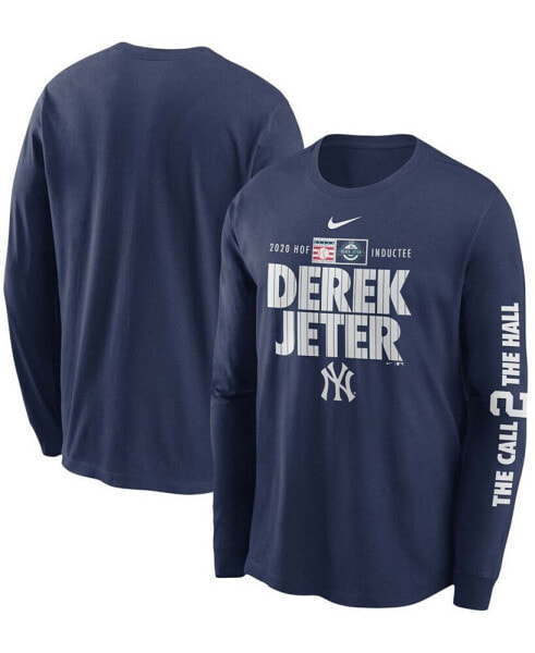 Men's Derek Jeter Navy New York Yankees 2020 MLB Hall Of Fame Inductee The Call 2 The Hall Long Sleeve T-shirt