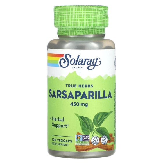 Травяные таблетки Solaray, Sarsaparilla, 450 мг, 100 капсул