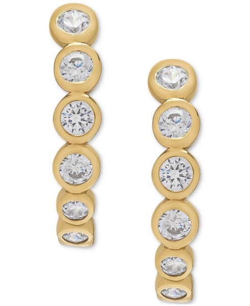 Lab-Grown White Sapphire Bezel Half Hoop Earrings (1-1/8 ct. t.w.) in 14k Gold-Plated Sterling Silver