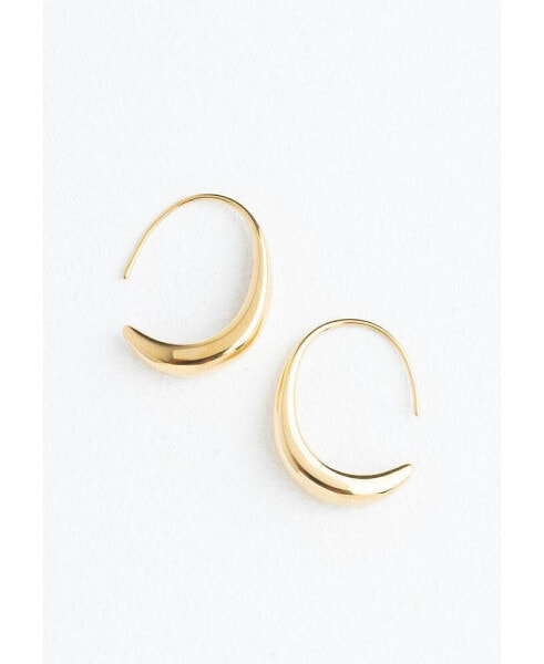 Crescent Moon Thread Drop Earrings in Gold