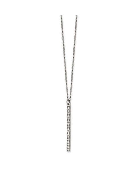 Polished CZ Bar on a 16 inch Cable Chain Necklace