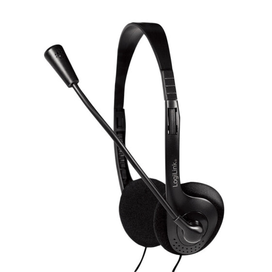 LogiLink HS0052 - Headset - Head-band - Office/Call center - Black - Binaural - Rotary