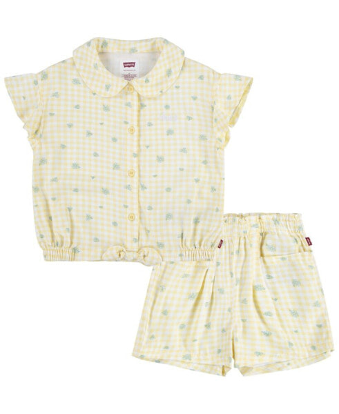 Little Girls Daisy Top and Shorts Set