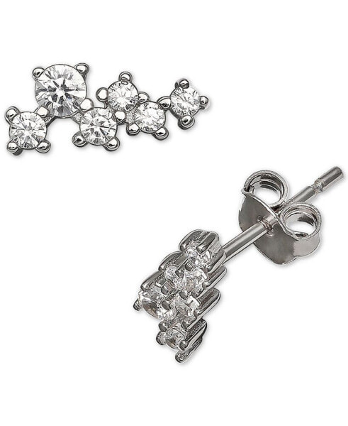 Cubic Zirconia Horizontal Cluster Stud Earrings in Sterling Silver, Created for Macy's