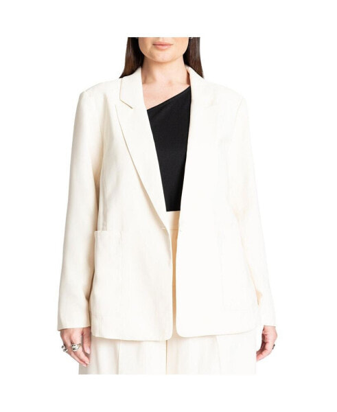 Plus Size Blazer With Patch Pocket Detail