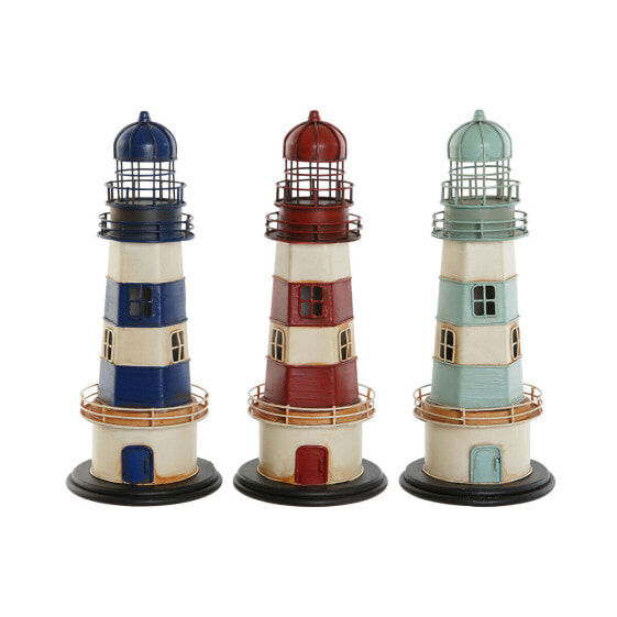 Decorative Figure Home ESPRIT Red Cream Sky blue Navy Blue 13 x 13 x 32 cm (3 Units) Headlight