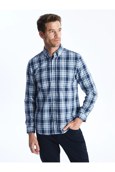 Рубашка мужская LC WAIKIKI Regular Fit с длинным рукавом с ажурными элементами
