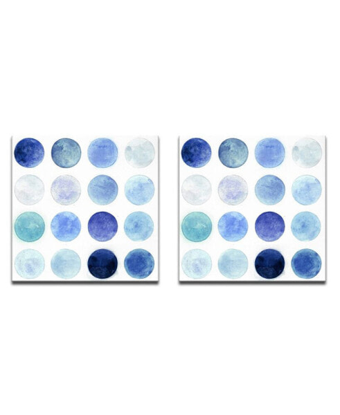 'Blue Lunar I/II' 2 Piece Abstract Canvas Wall Art Set