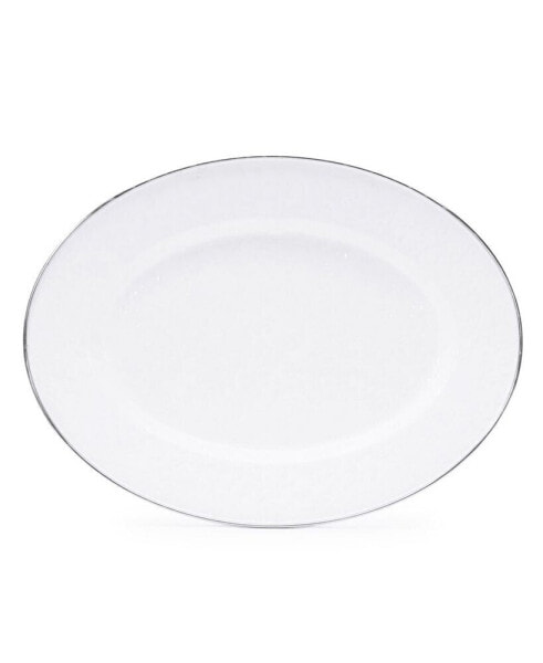 Solid White Enamelware Collection 16" x 12" Oval Platter